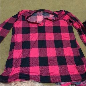 Tunic pink and navy plaid top